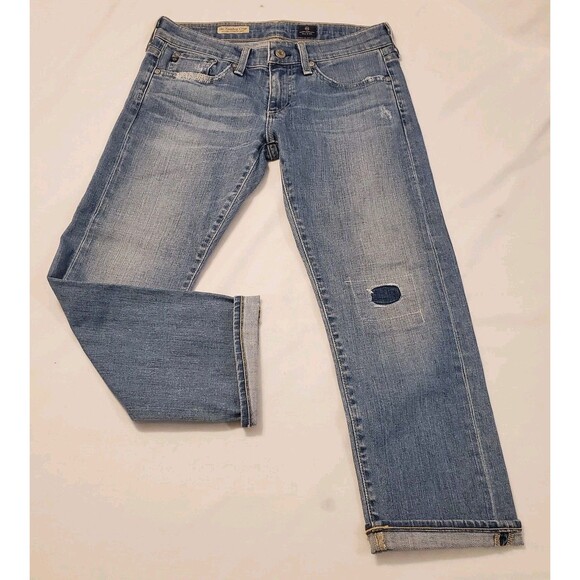 AG Adriano Goldschmied Tomboy Crop Jeans Womens 26 Blue Denim Relaxed USA Made - Picture 1 of 13